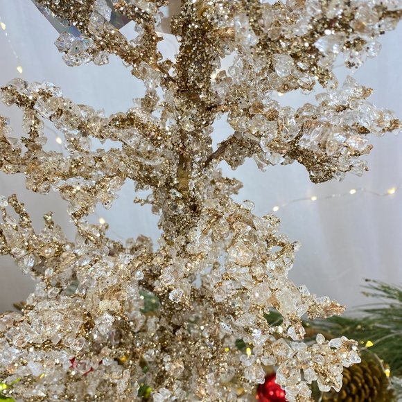 Rachel Zoe Jeweled Cluster Crystal Glass Gold Holiday Christmas Tree 24" New - Picture 6 of 16